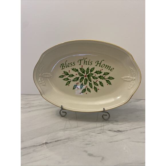 Lenox "Bless This Home" Platter – Fine Porcelain Oval Serving Tray – 11 inch - Picture 1 of 6